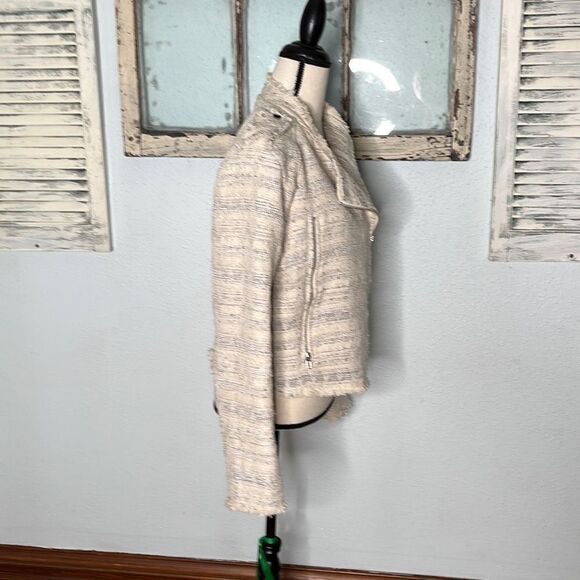 Vici Women's Ivory Collared Striped Jacket Size Large - Picture 9 of 12